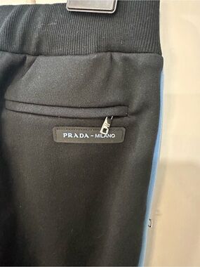 Prada Black Drawstring Track Pants with White Label